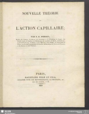 Nouvelle théorie de l'action capillaire