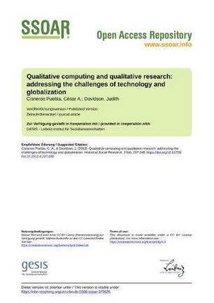 Qualitative computing and qualitative research: addressing the challenges of technology and globalization