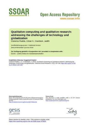 Qualitative computing and qualitative research: addressing the challenges of technology and globalization