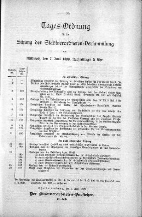 Tages-Ordnung, 7. Juni.1899