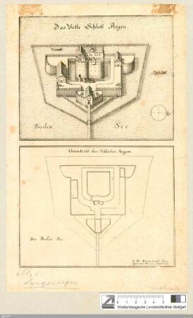 Das Veste Schloß Argen Boden See : [Prospect aus der Vogelschau]