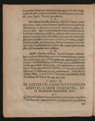 Caput II. In Autorem Constitutionum Apostolicarum Inquirens, An Is Clemens Romanus Sit?