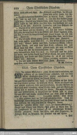 XXII. Vom Christlichen Glauben