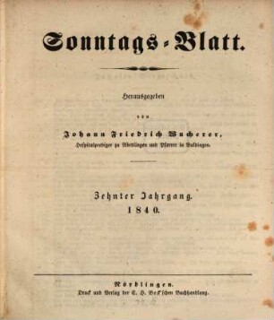 Sonntagsblatt. 1840 = Jg. 10