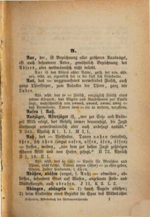 Wörterbuch der Weidmannsprache für Jagd- und Sprachfreunde aus den Quellen bearbeitet von Joseph Kehrein und Franz Kehrein