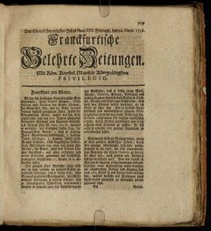 Num. XXI. Freytags, den 12. Mertz. 1756. - Num. XXX. Dienstags, den 13. April. 1756