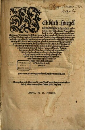 Weltbuch : spiegel vn[d] bildtniß des gantzen erdbodens