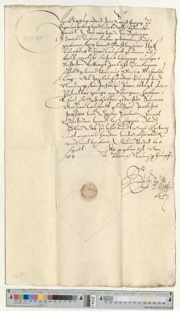 Herzog Ernst II. zu Braunschweig-Lüneburg quittiert dem Lüneburger Stadtrat den Empfang von 2000 Gulden lübisch Jahrespension mittels des herzöglichen Zöllners Johann Lutterloe zustehend aus dem Vertrag von 1562. Eigenhändige Unterschrift.