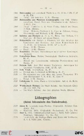 Lithographien, dabei Inkunabeln des Steindrucks (Nr. 2325-2481)