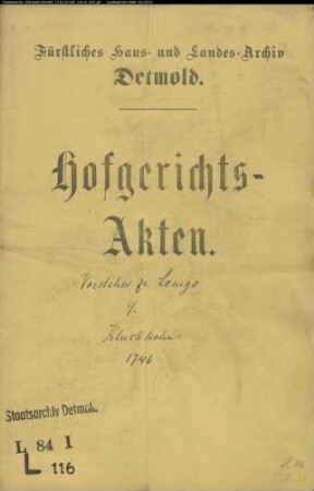 Lemgo, Vorsteher der reformierten Kirche zu gegen Jobst Henrich Kluckhohn - Schuldforderung
