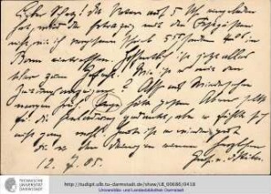 Postkarte vom 12.07.1905