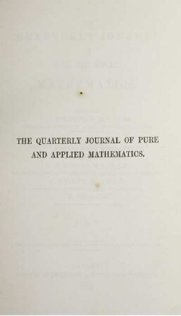 5: The quarterly journal of pure and applied mathematics