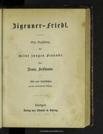 Zigeuner-Friedl : eine Erzählung für meine jungen Freunde