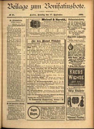 Zweite Ausgabe vom Sonntag, den 17. September 1899.