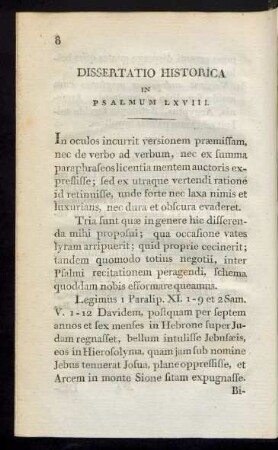 Dissertatio Historica in Psalmum LXVIII