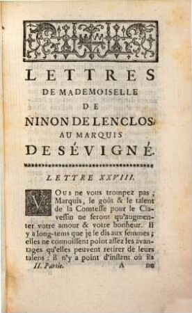 Lettres De Mademoiselle De Ninon De Lenclos Au Marquis De Sévigné. 2 [=3]