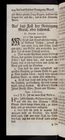 234-247, Auf das Fest der Reinigung Maria, oder Lichtmeß...