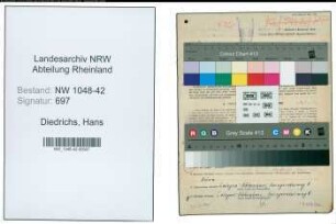 Entnazifizierung Hans Diedrichs , geb. 28.12.1893 (Vertreter)