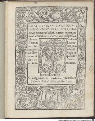 Oratio coram invictissimo Sigismundo Rege Poloniae &c.