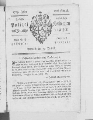 26tes Stück., Ausgabe vom 30. Juni 1779