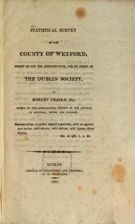 Statistical Survey of the County of Wexford