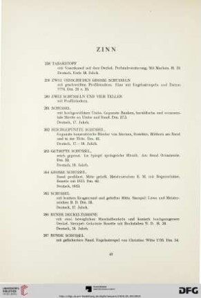 Zinn (Nr. 258-273)