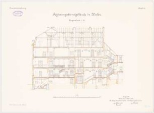 Regierungsgebäude, Köslin: Längenschnitt 1:100
