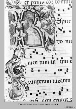 Historisierte Initiale R(espice, Domini): Prophet - Diurno Domenicale
