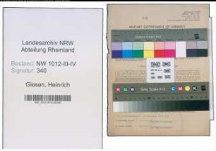 Entnazifizierung Heinrich Giesen , geb. 25.09.1895 (Landwirt)