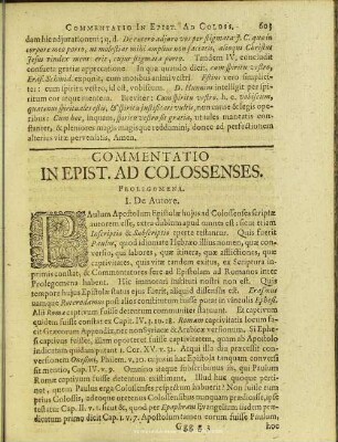 Commentatio In Epist. Ad Colossenses