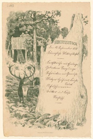 Menükarte : Königliche Mittagstafel, Hubertusstock
