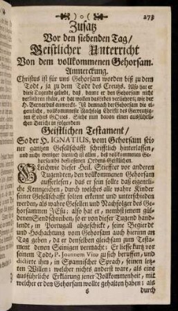 273-280, Zusatz vor den siebenden Tag / geistlicher Unterricht