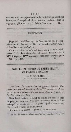 Note sur une question de minium relative aux polygones réguliers.