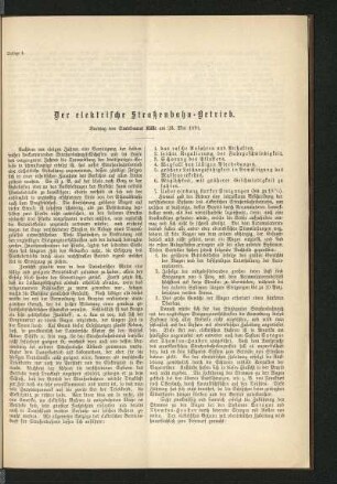 Beilage 4. Der elektrische Straßenbahn-Betrieb