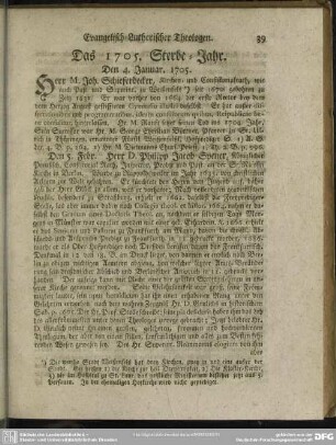 Das 1705. Sterbe-Jahr