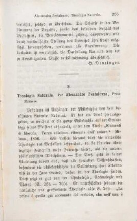 265-285 [Rezension] Pestalozza, Alessandro, Theologia Naturale