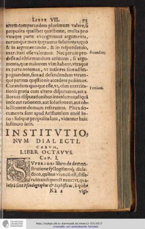 Intitvtio, Nvm Dialecticarvm, Liber Octavvs.