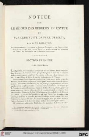 Notice sur le séjour des hébreux en Égypte et sur leur fuite dans le désert,