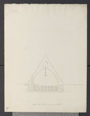 Entwurf eines pyramidenförmigen Mausoleums, Schnitt