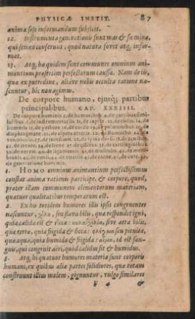De corpore humano, eiusque partibus principalibus. Cap. XXXIIII.