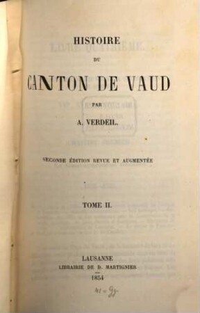 Histoire du Canton de Vaud, 2