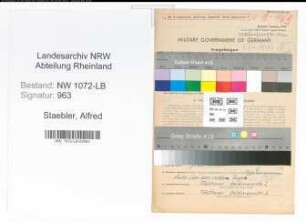 Entnazifizierung Alfred Staebler , geb. 27.12.1913 (Weichenwaerter)