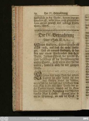 Die IV. Betrachtung über 1 Joh. II, 1. 2.