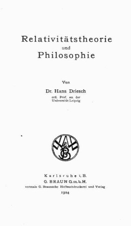 Relativitätstheorie und Philosophie