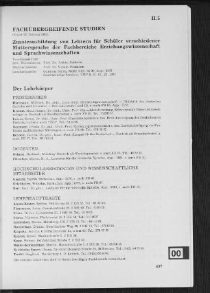 II.5 Fachübergreifende Studien