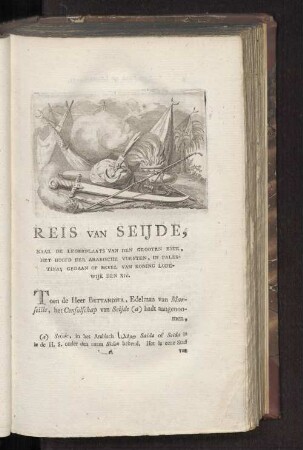 Reis van Seijde, naar de legerplaats van den Grooten Emir, het hoofd der Arabische vorsten, in Palestina; gedaan op bevel van Koning Lodewijk den XIV.