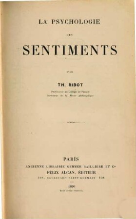 La psychologie des sentiments