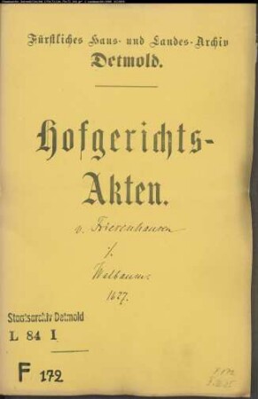 von Friesenhausen, Christoph gegen Friedrich Walbaum (Wallbaum) - Schuldforderung