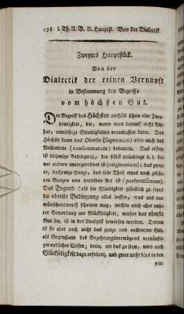 Zweytes Hauptstück. Von der Dialectik der reinen practischen Vernunft. in Bestimmung des Begriffs vom höchsten Gut.