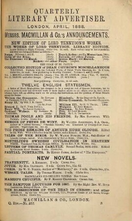 Quarterly literary advertiser. 1888